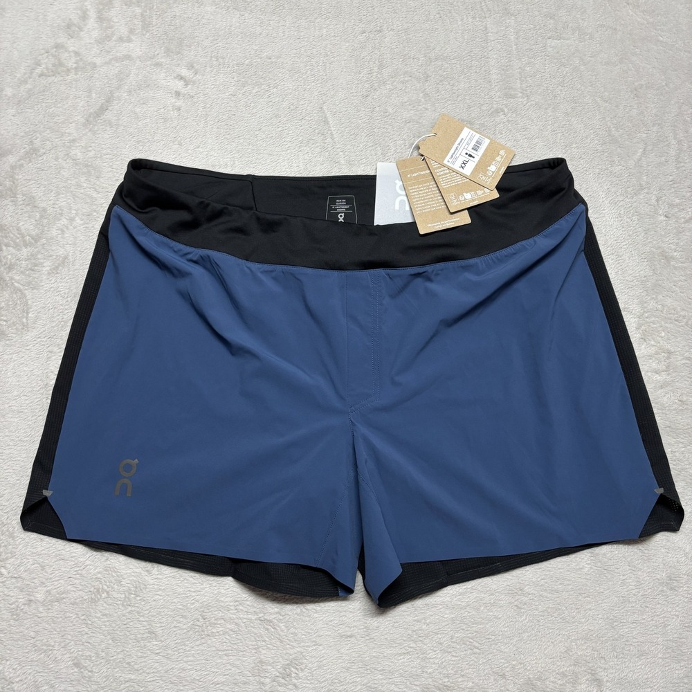ON Cloud Shorts Mens XXL Blue Black Lined 5" Lightweight Running Denim NEW NWT